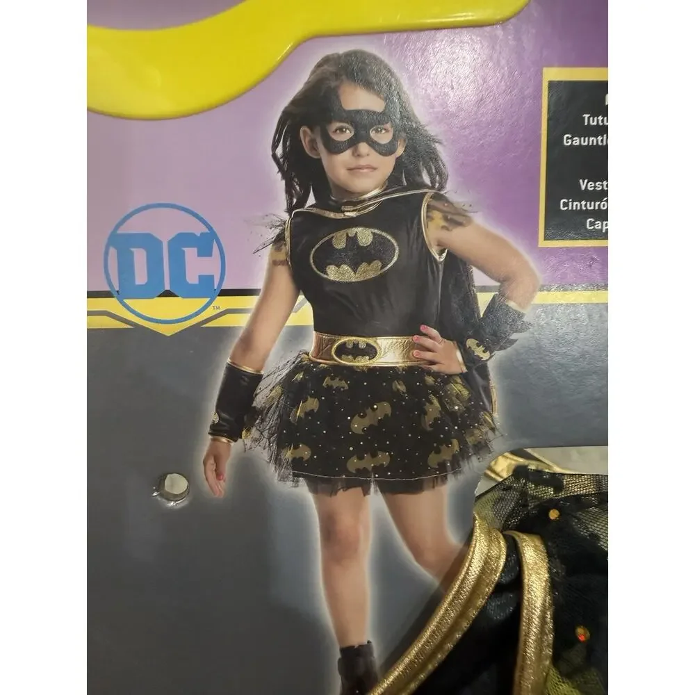 NEW Batgirl Costume Dress with Cape and Eye Mask Size Small 5-6 No Cape